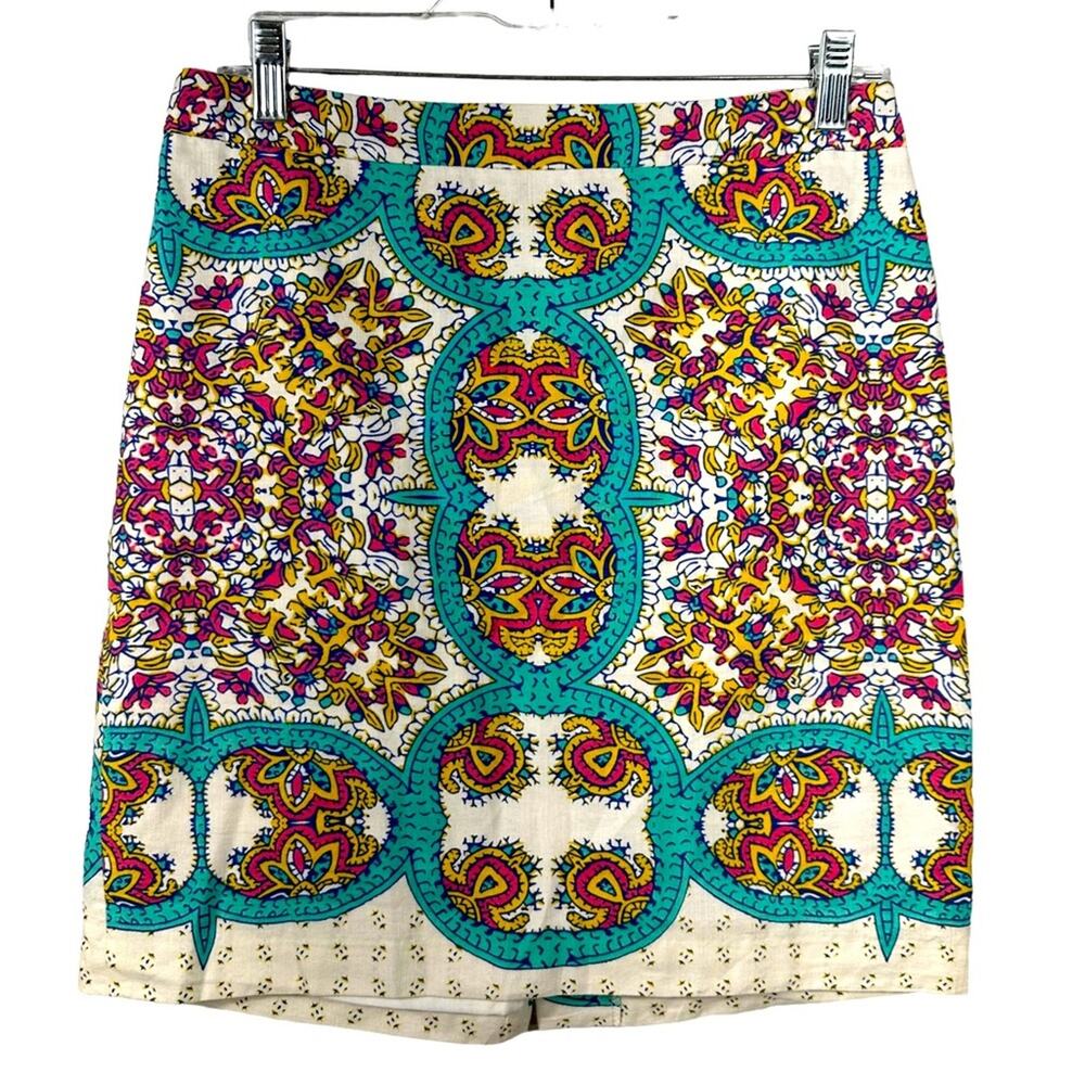 Lucy & Laurel Anthropologie Paisley Bohemian Linen Skirt Size 4